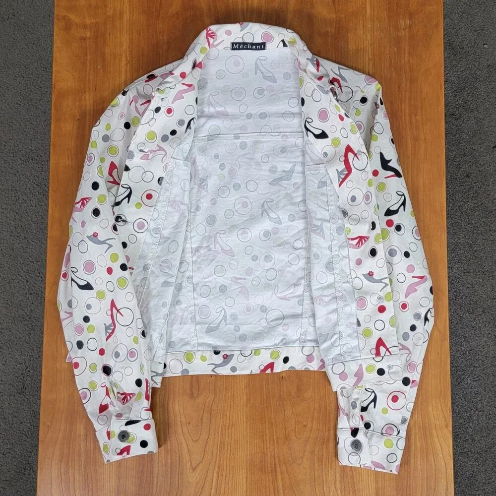 Mechant High Heeled Shoes Novelty Print Cream Jacket - M - Picture 7 of 10